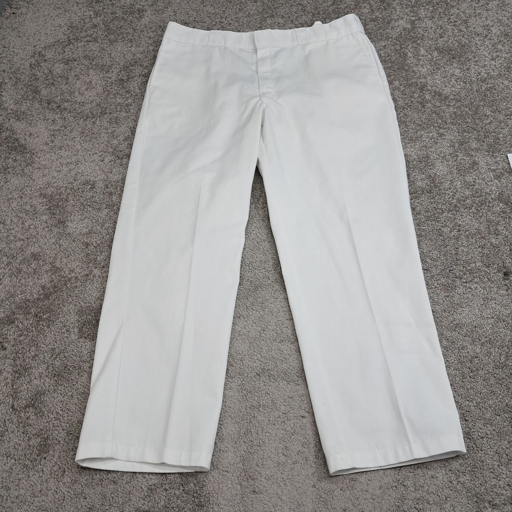 Dickies 874 Original Fit White Work Pants Mens 40x30 Straight Leg Twill 874WH